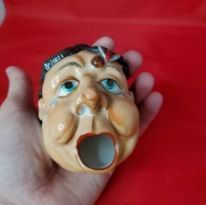 Vintage Cigar Holder Japan Character Face/Head Ashtray/Snuffer-Royal Sealy-RARE